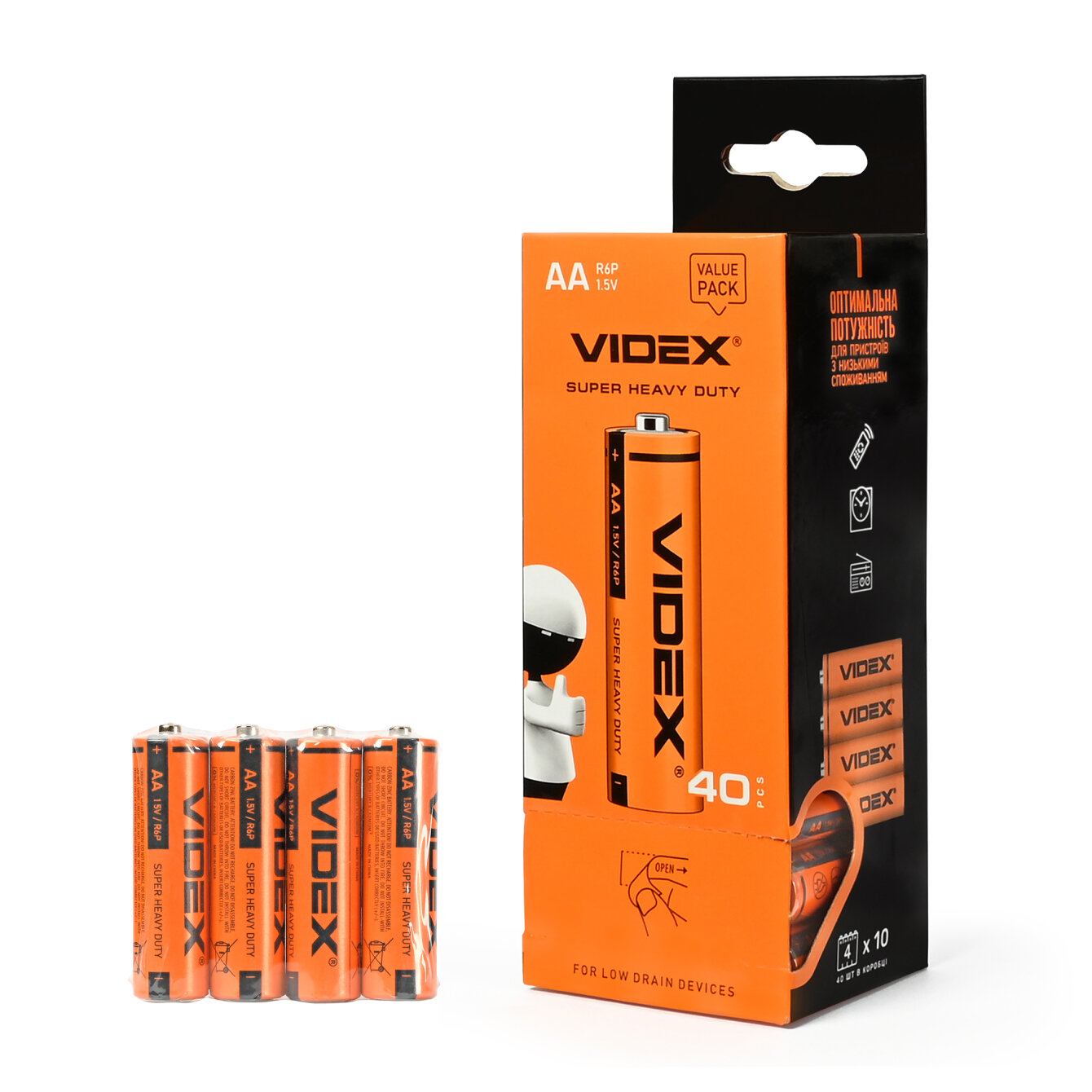 Батар. Videx AA R6P 1.5V 4шт