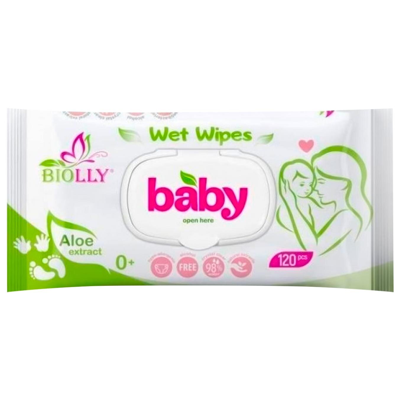 Вологі серветки "BIOLLY', for baby 120 шт