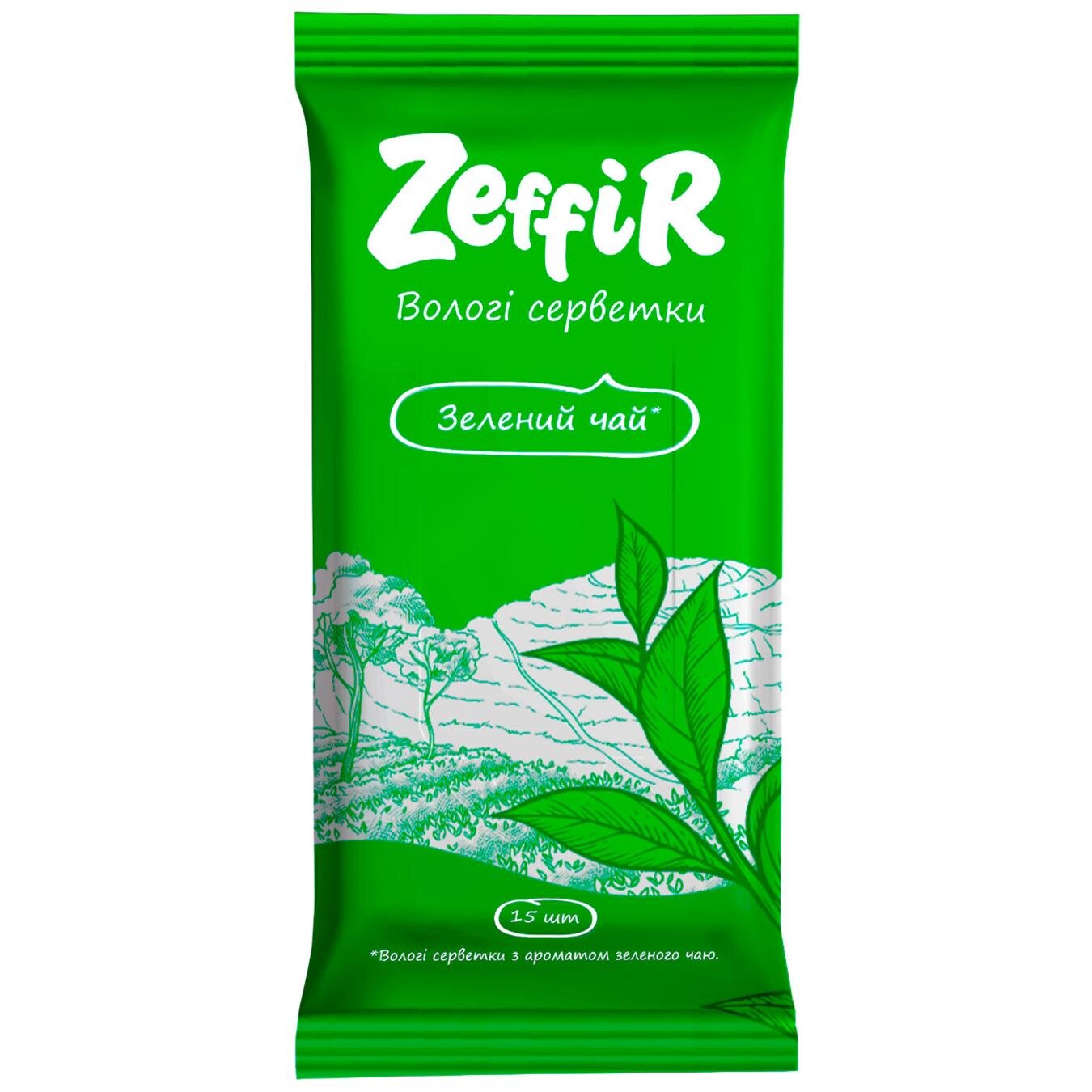 Серветки вологі з ароматом зеленого чаю ТМ "ZeffiR", 15шт