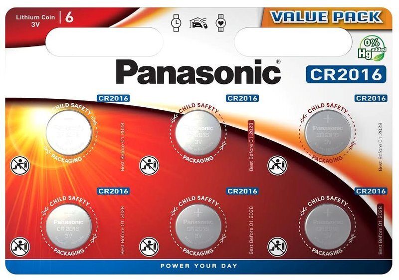 Батарейка CR-2016  Lithium, 3V, 1х6 шт, PANASONIC бл. 6шт.
