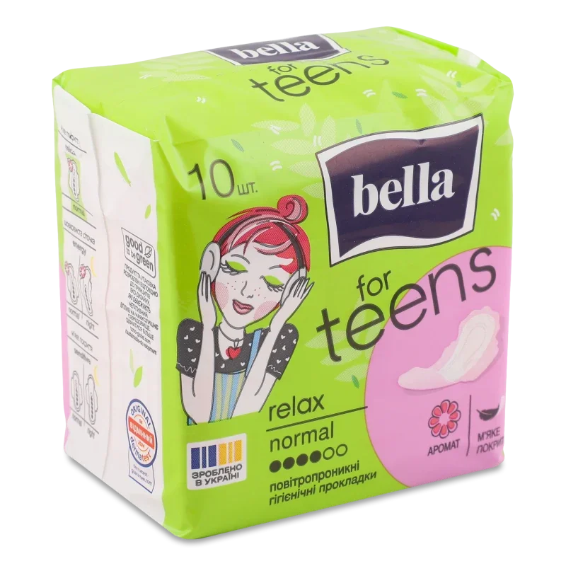 Bella for teens прокл гіг ultra relax extra soft deo greеn tea 10 шт